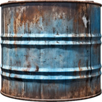 old rusty blue steel barrel png with AI generated.