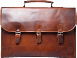 Vintage brown leather briefcase png with AI generated.