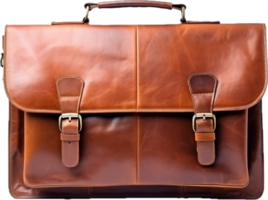 Vintage brown leather briefcase png with AI generated.