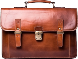 Vintage brown leather briefcase png with AI generated.