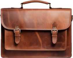 Vintage brown leather briefcase png with AI generated.