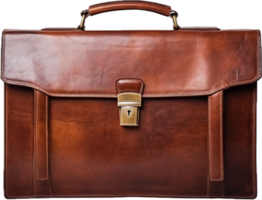 Vintage brown leather briefcase png with AI generated.