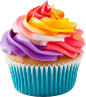 Rainbow cupcake png with AI generated.