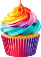 Rainbow cupcake png with AI generated.