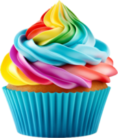 Rainbow cupcake png with AI generated.