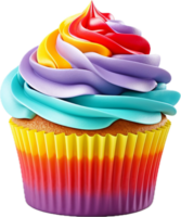 Rainbow cupcake png with AI generated.