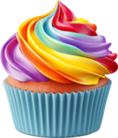 Rainbow cupcake png with AI generated.