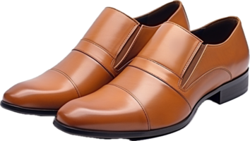 Marrone elegante pelle scarpe scivolare png con ai generato.