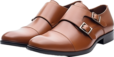 bruin elegant leer schoenen uitglijden PNG met ai gegenereerd.
