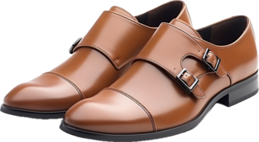 Marrone elegante pelle scarpe scivolare png con ai generato.