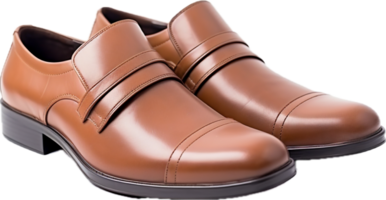 Brown elegant leather shoes slip png with AI generated.