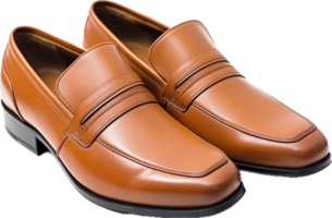 Brown elegant leather shoes slip png with AI generated.