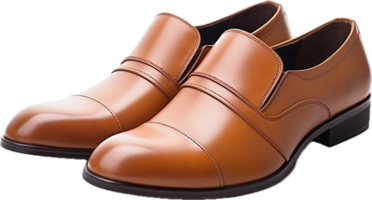 Brown elegant leather shoes slip png with AI generated.