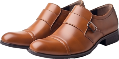 Brown elegant leather shoes slip png with AI generated.