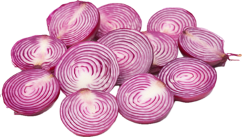 Red onion slices png with AI generated.