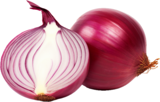 Red onion cut png with AI generated.
