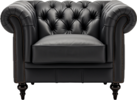 Black leather armchair png with AI generated.