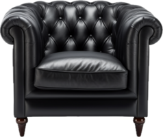 Black leather armchair png with AI generated.