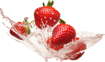 Falling strawberries png with AI generated.