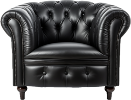 Black leather armchair png with AI generated.