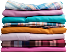 Stack of colorful folded shirts png with AI generated.