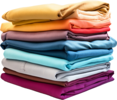 Stack of colorful folded shirts png with AI generated.