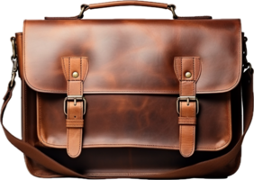 Vintage brown leather bag png with AI generated.