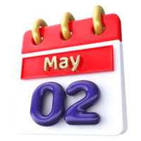 May 2nd Calendar 3D Render png