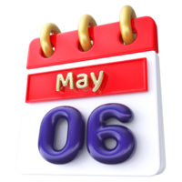 May 6th Calendar 3D Render png