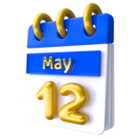 May 12th Calendar 3D Render png