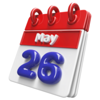 May 26th Calendar 3D Render png