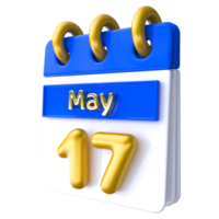 May 17th Calendar 3D Render png