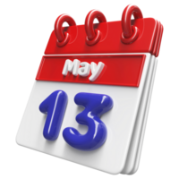 Maj 13: e kalender 3d framställa png