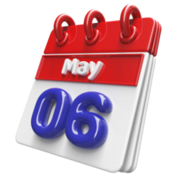 Maj 6:e kalender 3d framställa png