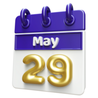 May 29th Calendar 3D Render png