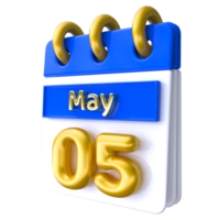 May 5th Calendar 3D Render png