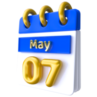 May 7th Calendar 3D Render png