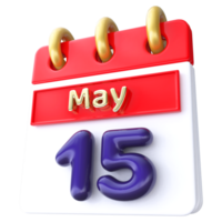 mayo 15 calendario 3d hacer png