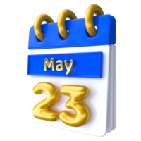 May 23rd Calendar 3D Render png