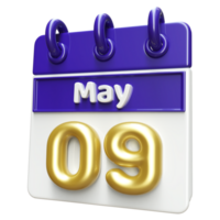 May 9th Calendar 3D Render png