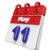 May 11th Calendar 3D Render png