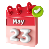 Maj 23: e kalender 3d med kolla upp mark ikon png
