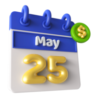 kann 25 Kalender 3d mit Dollar Symbol png