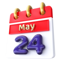 May 24th Calendar 3D Render png