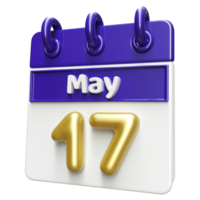 May 17th Calendar 3D Render png