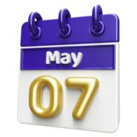 May 7th Calendar 3D Render png