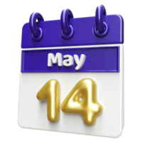 Maj 14:e kalender 3d framställa png