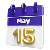 May 15th Calendar 3D Render png