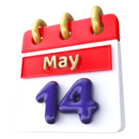 May 14th Calendar 3D Render png