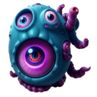 3d illustration of tentacled eye monster PNG transparent background